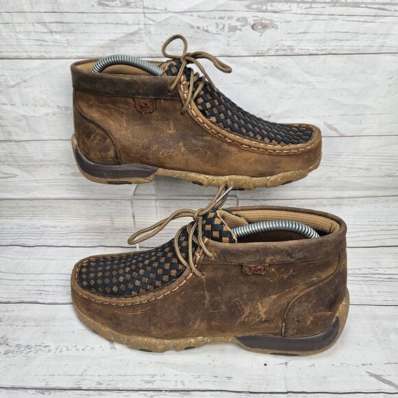 Twisted X Weave Driving Moc Boot Brown Men's Size 4 M Leather *No Insoles - Picture 1 of 7